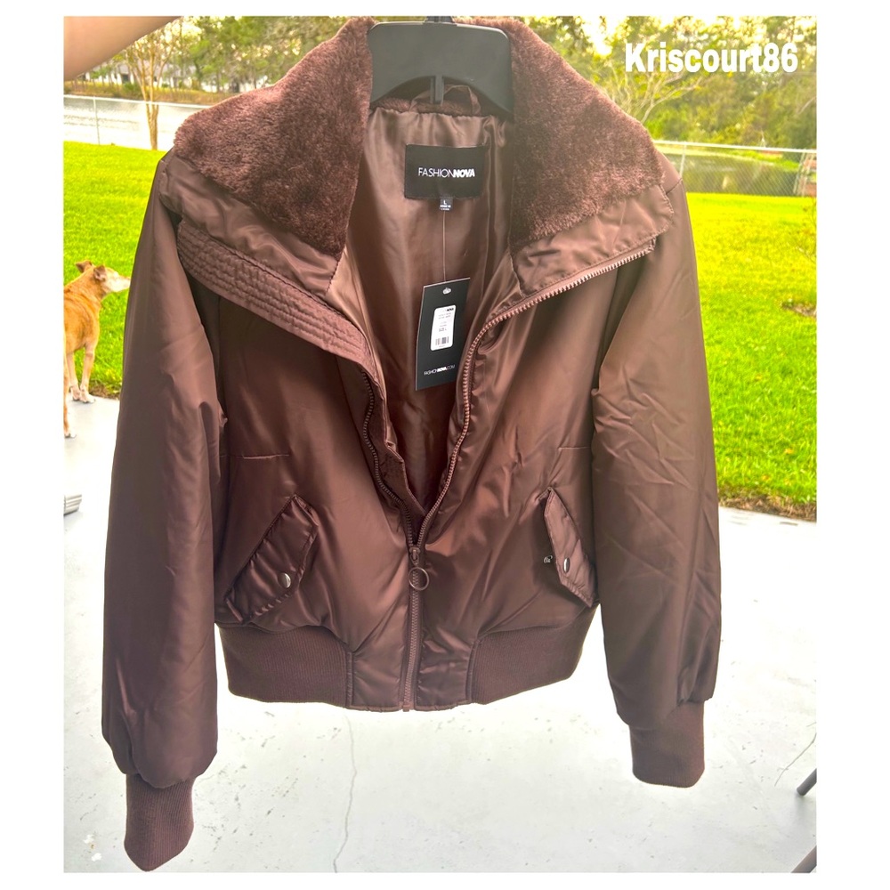 Women’s Chocolate Brown Bomber Puffer Jacket NEW WITH TAGS - Picture 5 of 16